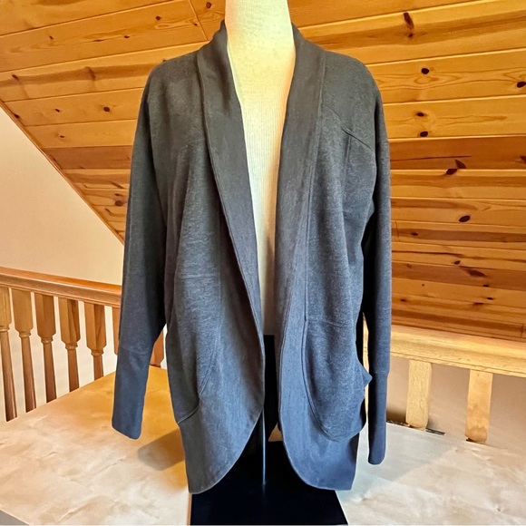 Eddie Bauer Sweaters - Eddie Bauer Women's Camp Fleece Wrap Open Front Cardigan Dark Gray Size XL